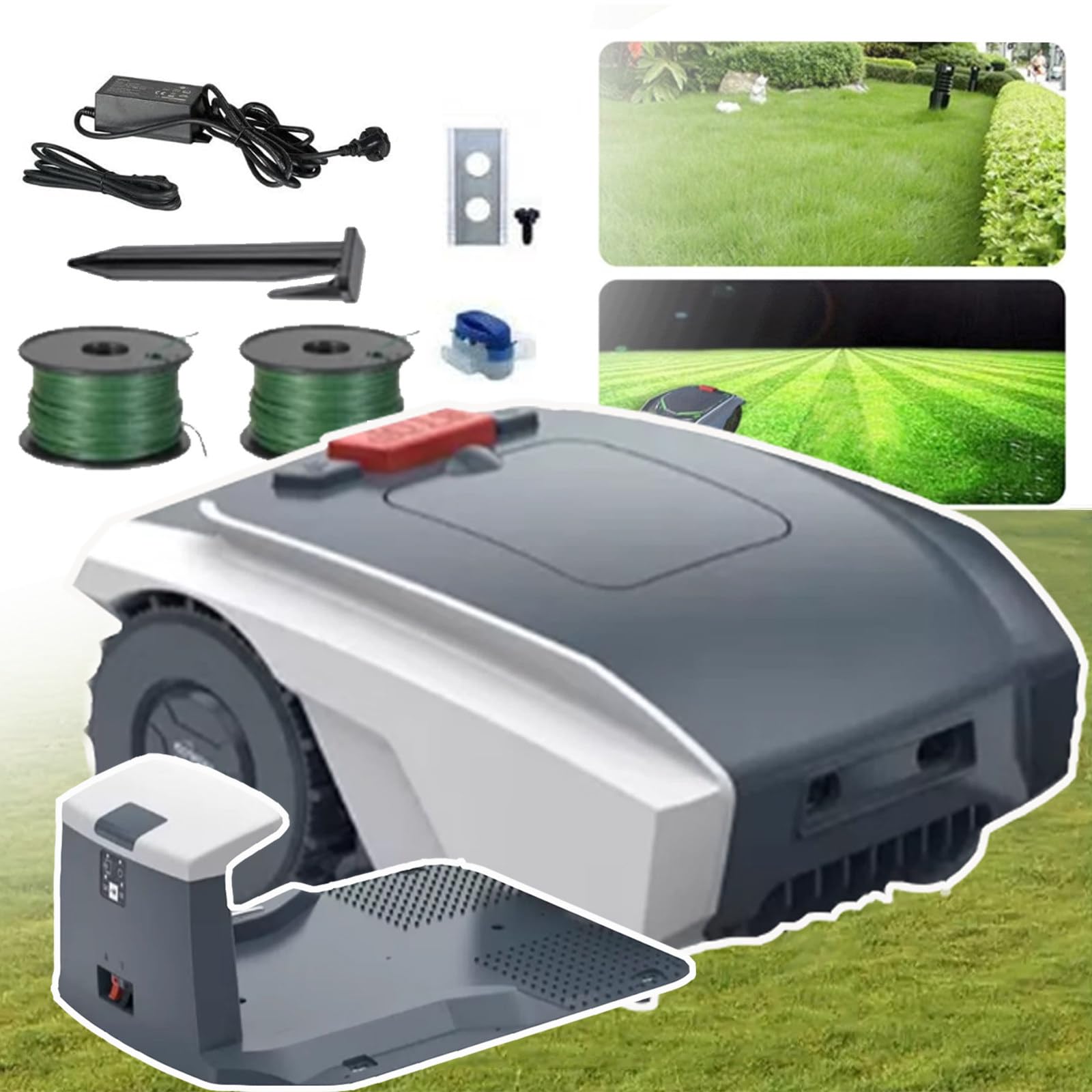Cortador De CéSped RobóTico AutomáTico Con Control De Aplicaciones Y PlanificacióN De Ruta Gps-Cortador Hasta 1500m² Y 100 M²/H,TraccióN Total, Altura De Corte De 20-55 Mm/Ancho 19cm,Grey