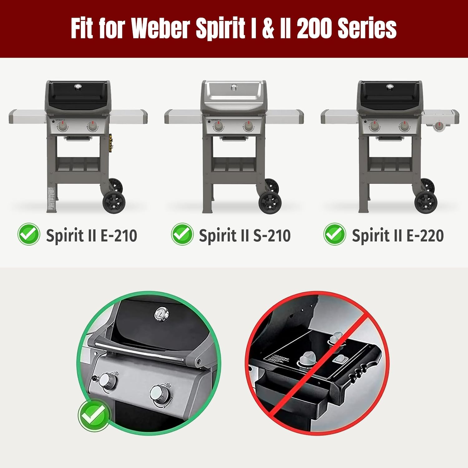 SHINESTAR Parts for Weber Spirit 2 Grill,GS4 Spirit II 200 Series with Front Control Knobs,Replacement for 15.3" Weber Spirit Flavorizer Bars (67045) &18" Burner Tubes(69785) Set