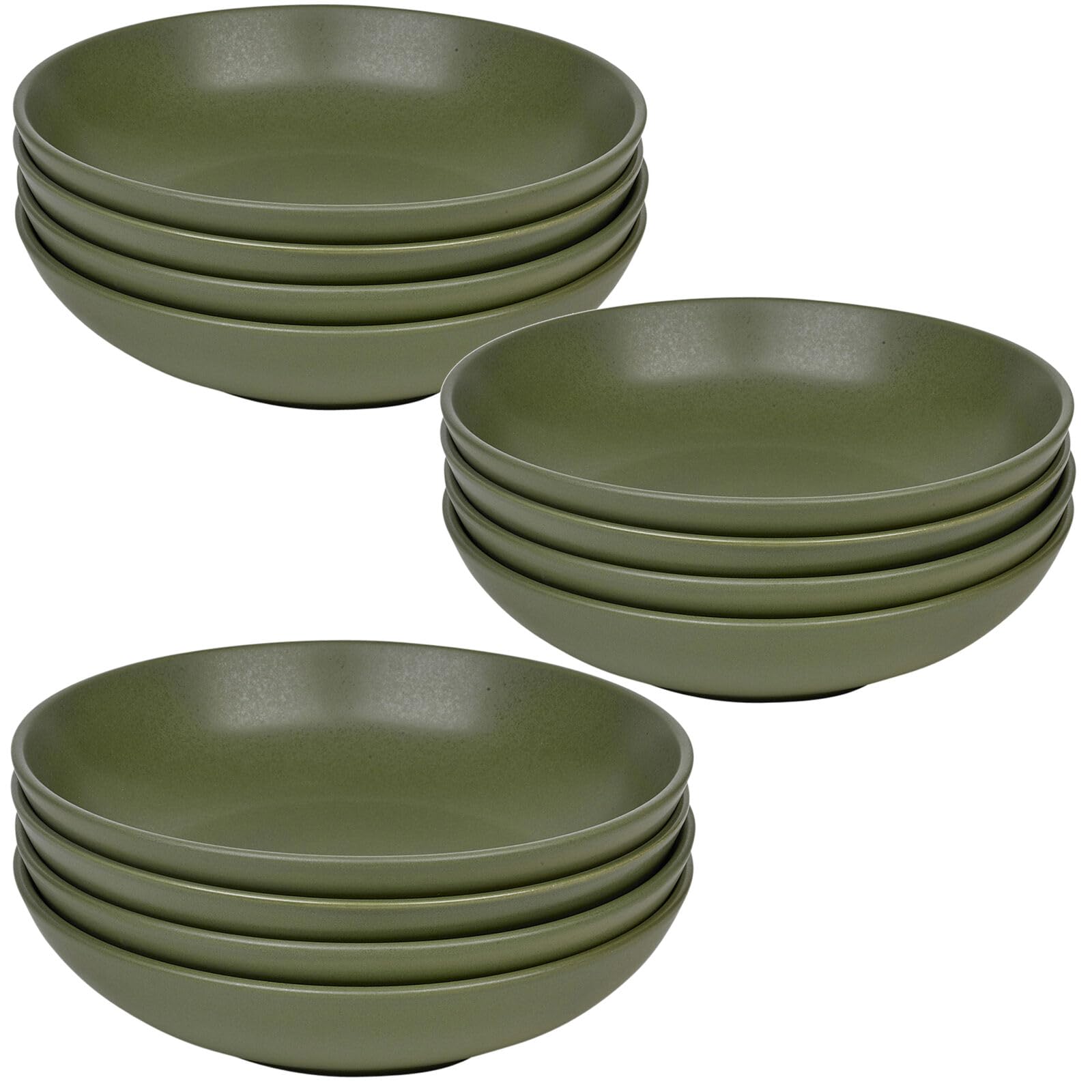 Queensway Home & Dining Stone Ceramic Dinnerware of 4/8/12 Pcs Crockery Bowls for Dining Set - Dishwasher Safe, Dessert, Pasta Bowls - 4 Solid Colour Elegant Tableware Set