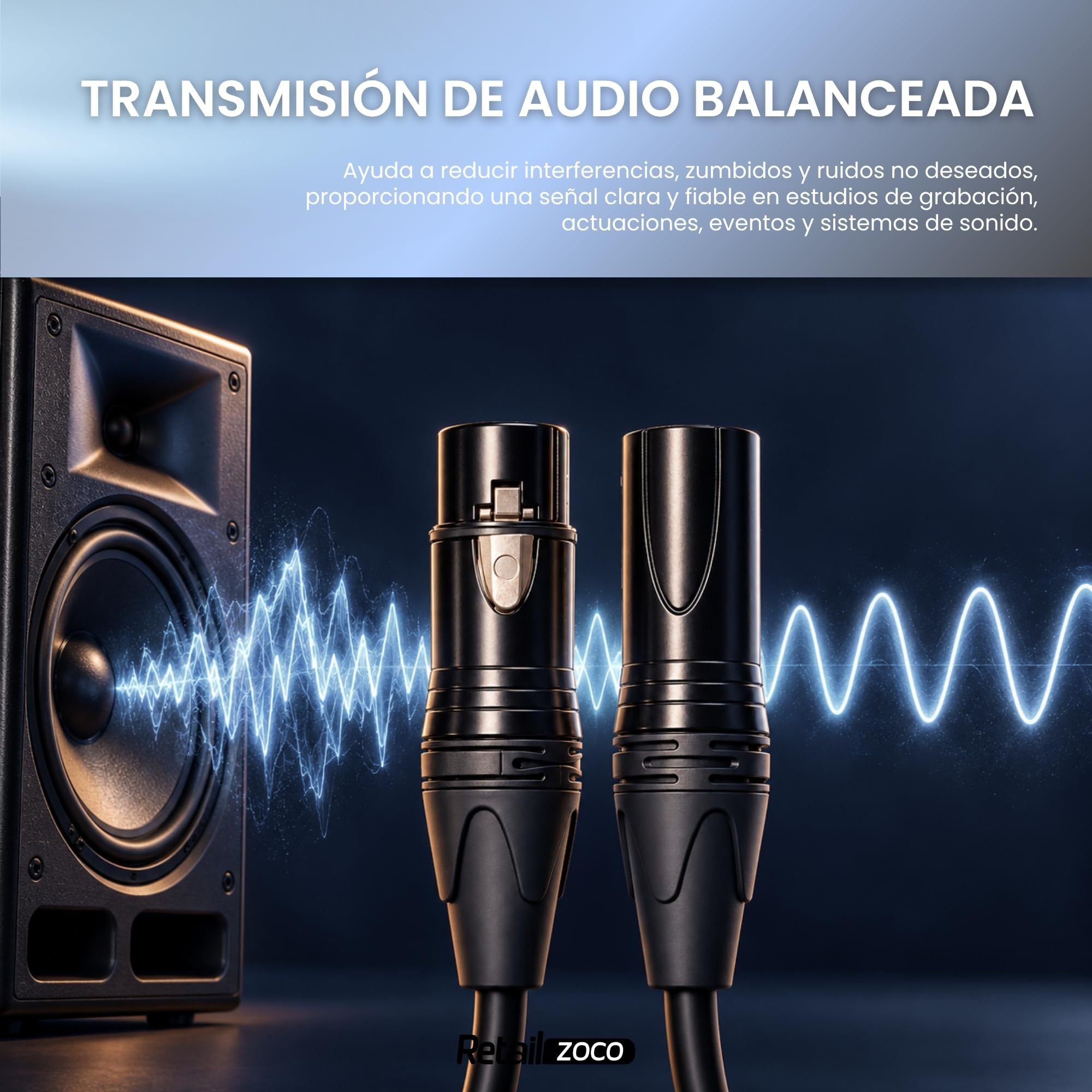 Cable XLR Canon DMX Balanceado Macho a Hembra 5 Metros - imagen 6