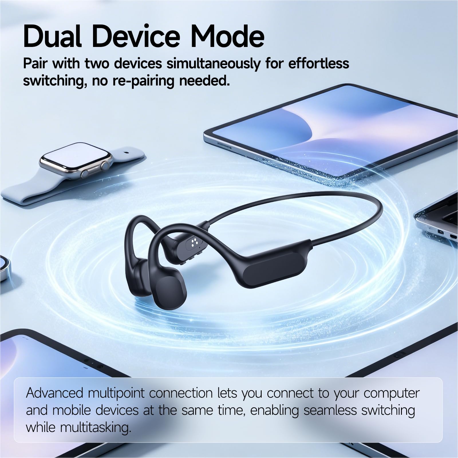 Cuffie subacquee, impermeabili IP68, a conduzione ossea, 8 G, MP3, orecchio aperto, per nuoto, ciclismo, corsa, con microfono, Bluetooth 6.2