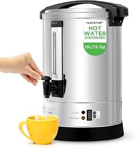 NutriChef 13L Electric Water Boiler and Hot Water Dispenser with Safety Lock Lid