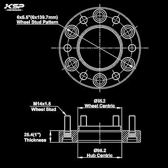 KSP 6x5.5 1.25inch Wheel Spacers Fit for 2024+ Tacoma, 1.25 6x139.7 Wheel Spacers with 14x1.5 Studs 95.2mm Hub Bore Compatible with 2025+4Runner, 2022+ Tundra(6 Lug), 2023+ Sequoia Wheel Adapters