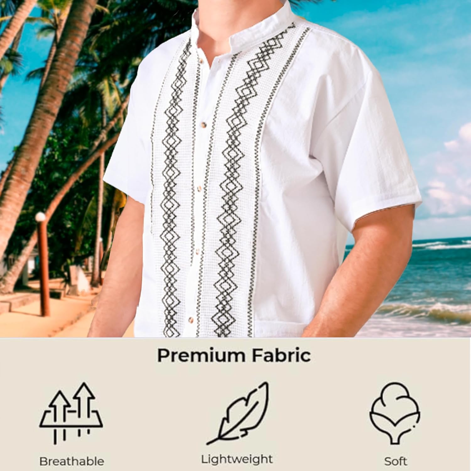 Mexican Guayabera Short Sleeve Shirt for Men Traditional Style Pattern Embroidery Mexican Shirt. Made in Mexico. 100% Cotton - Image 6