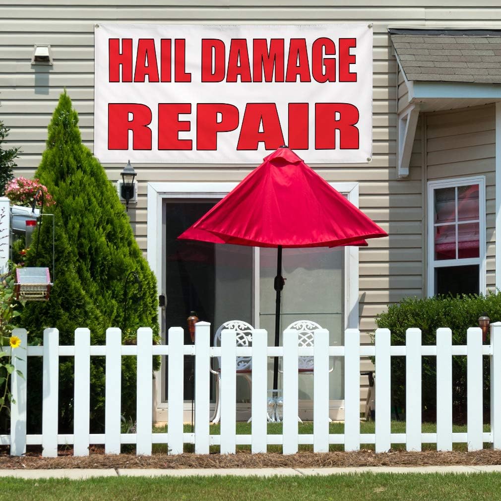 Vinyl Banner Sign Hail Damage Repair Auto Body Shop Car Repair Style U Outdoor White - 24inx60in, 4 Grommets, One Banner