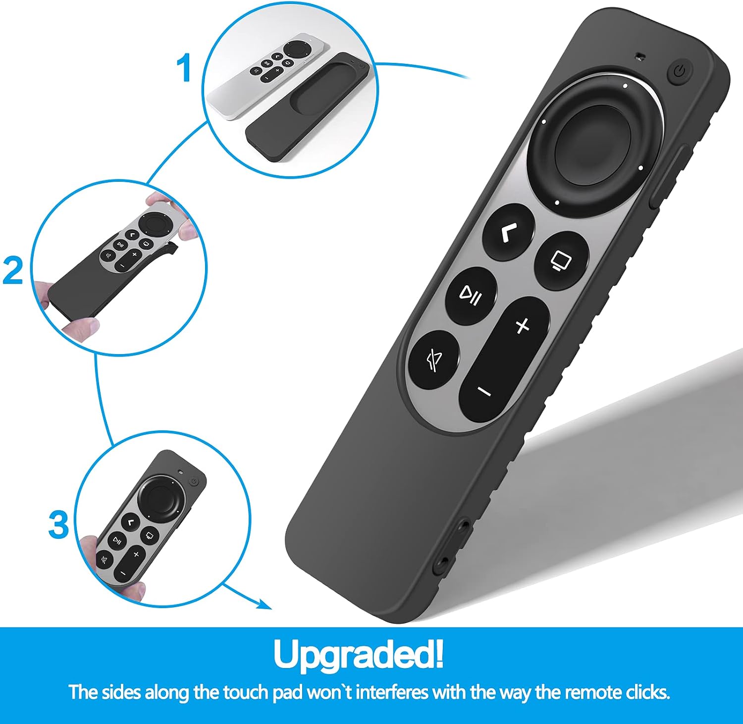 LYWHL for Apple TV 4K 2021 Remote Control Cover Case, Silicone Silky-Soft Anti-Slip Shockproof Full Body Protective Case for Apple TV 4K Siri Remote 2021 (Black)
