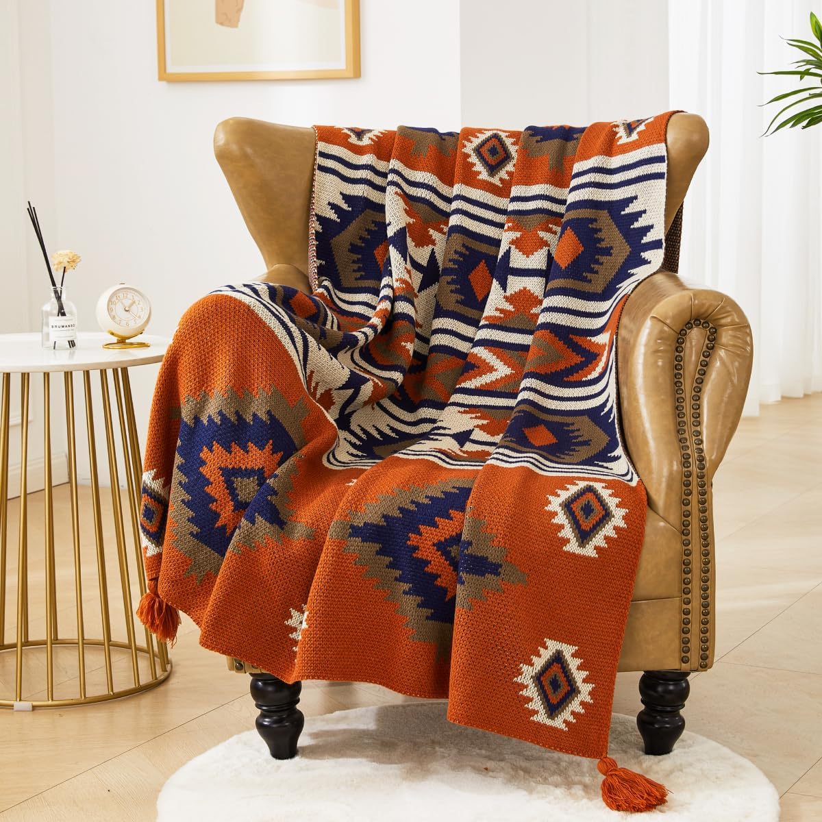 AIVIA Southwestern Chair Throw Blankets, Acrylic Knitted Southwest Tribal Bed Couch Sofa Blanket, Native American 2025 Ideal for Mom Dad Women Grandma Wife Daughter Sister