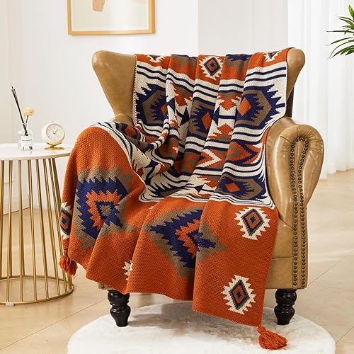 AIVIA Manta para silla Southwestern, de punto acrílico, diseño tribal del suroeste, para sofá o cama, sofá, nativos americanos, ideal para mamá,