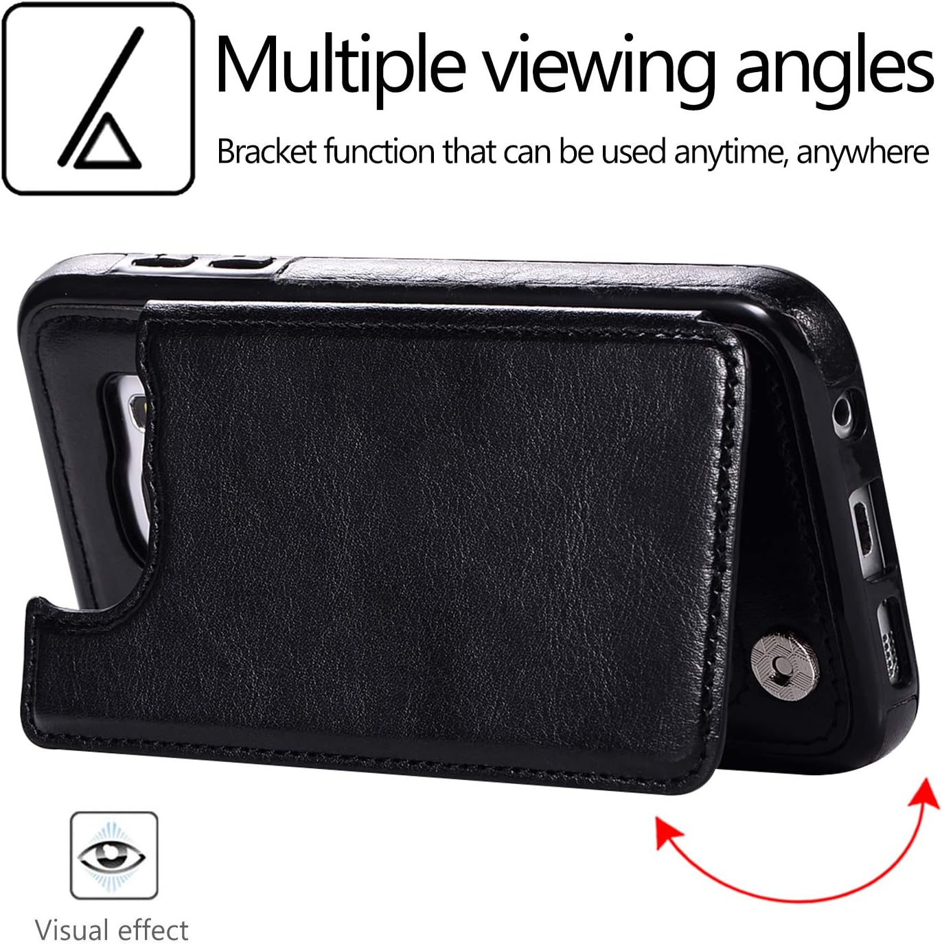 Asuwish Compatible with Samsung Galaxy S7 Edge Wallet Case and Tempered Glass Screen Protector Card Holder Stand Cell Cover Phone Cases for Glaxay S7edge Gaxaly S 7 Plus Galaxies GS7 7s 7edge Black - Image 5