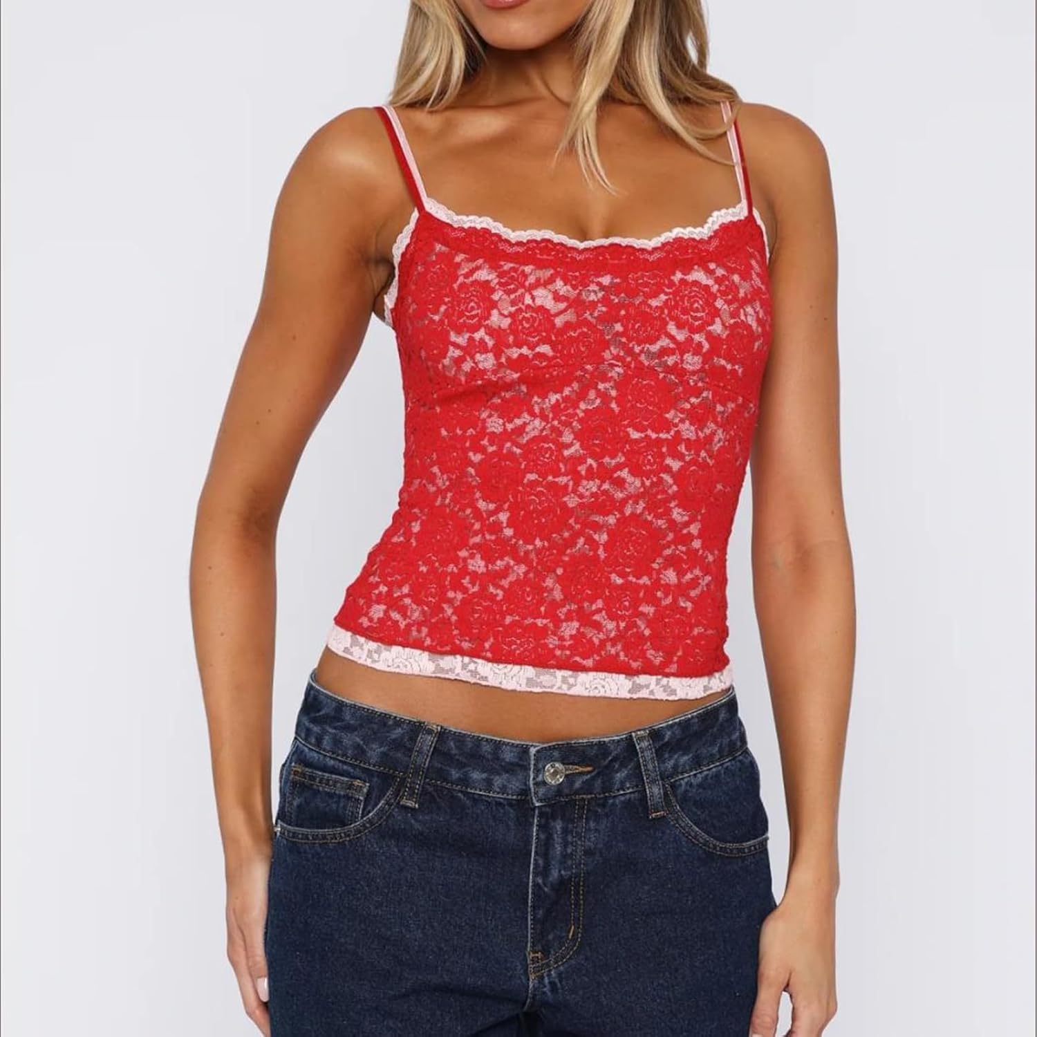 Meihuida Women Lace Top Sexy See Through Y2k Going Out Tank Camisole Summer Party Concert Streetwear - Image 2