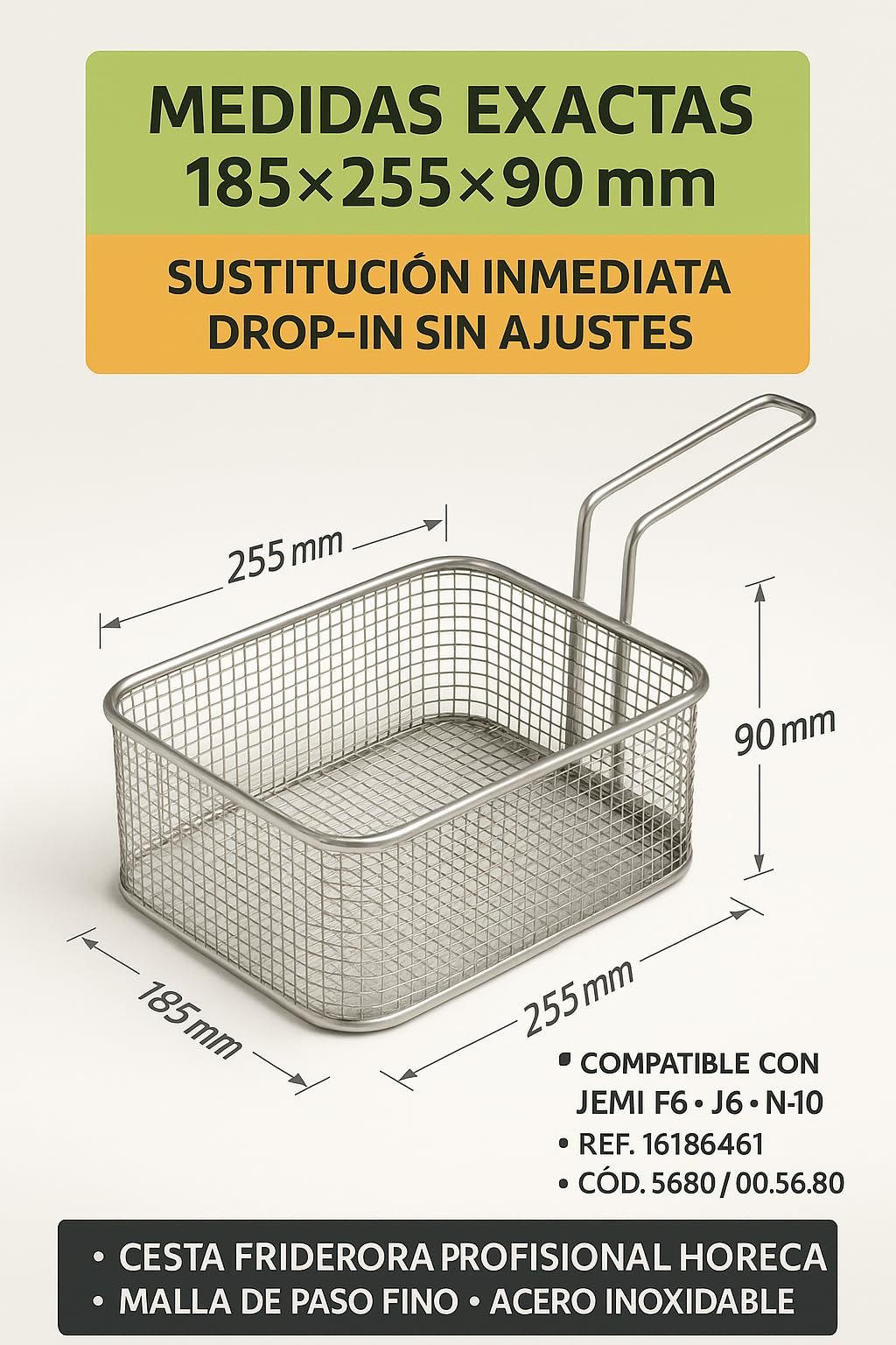 CubetasGastronorm - Kosz Frytkownica 185x255x90mm F6/J6/N-10 Jemi - 16186461
