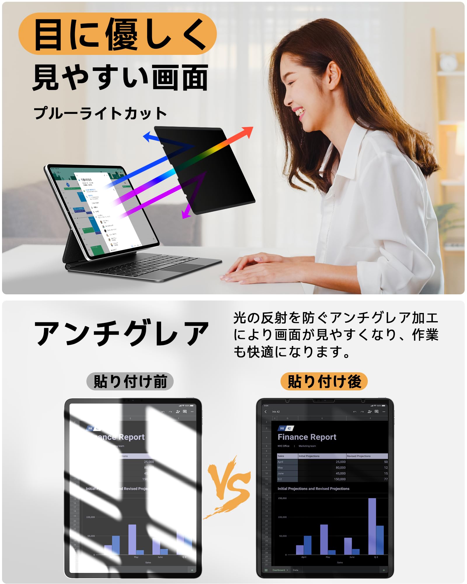 Amazon | 360度 マグネット式 覗き見防止フィルム iPad Air 10.9インチ 