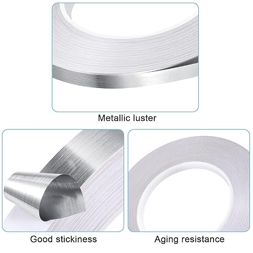 Miniatura 10 de Zonon 3 rollos de cinta, cinta adhesiva de película de poliéster metalizado, cinta washi para detalles de Navidad, paredes de acento de decoración