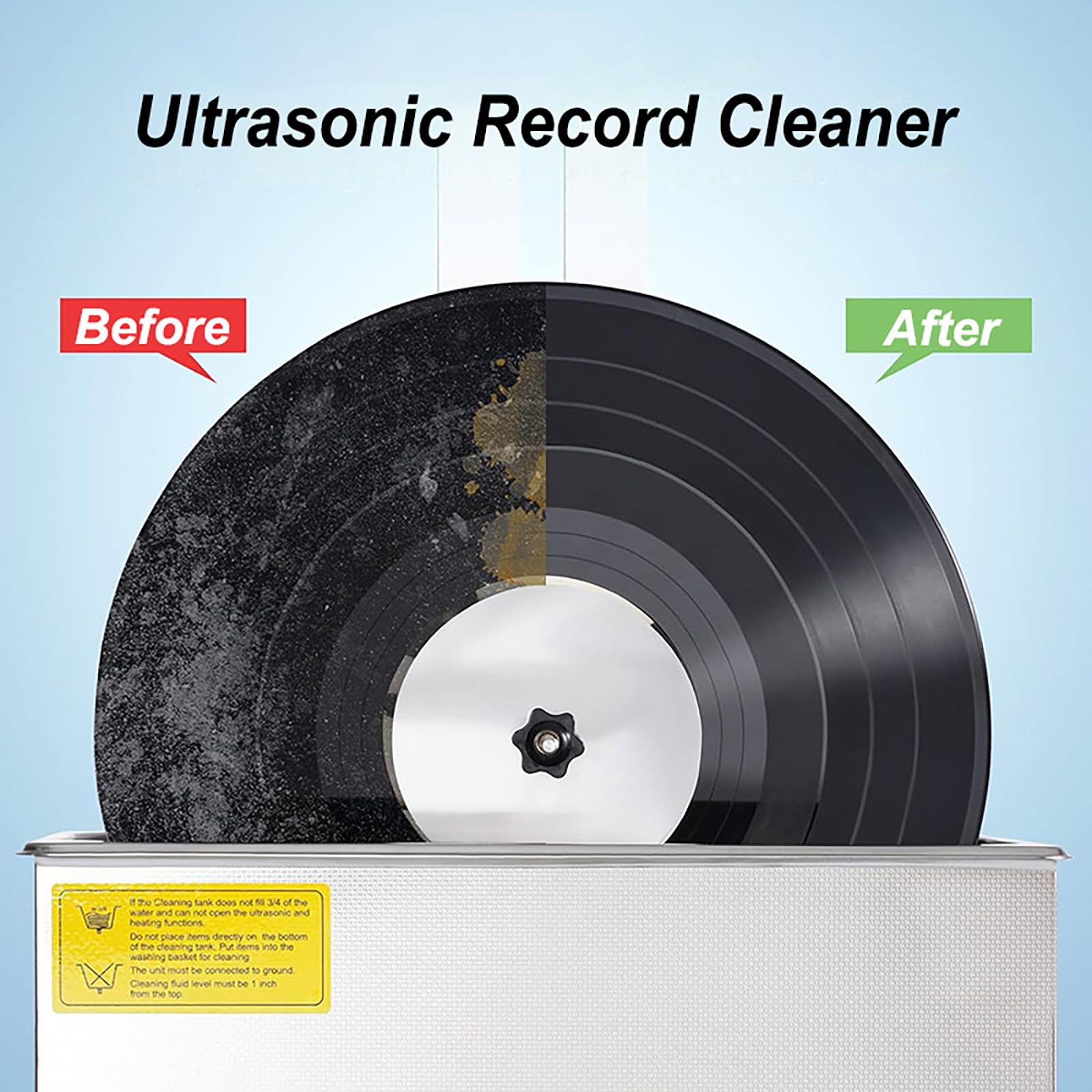 Pulitore per Dischi da 6L per Dischi in Vinile Pulizia Profonda dei Solchi per Eliminare i Rumori di Riproduzione Compatto e Potente‌
