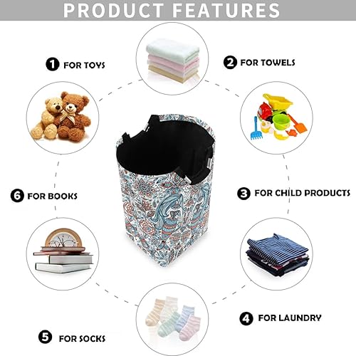 Miniatura 205 de visesunny Cesta de lavandería plegable para perro, marinero, animal, ancla de animales, con asa, juguetes y organización de ropa para baño