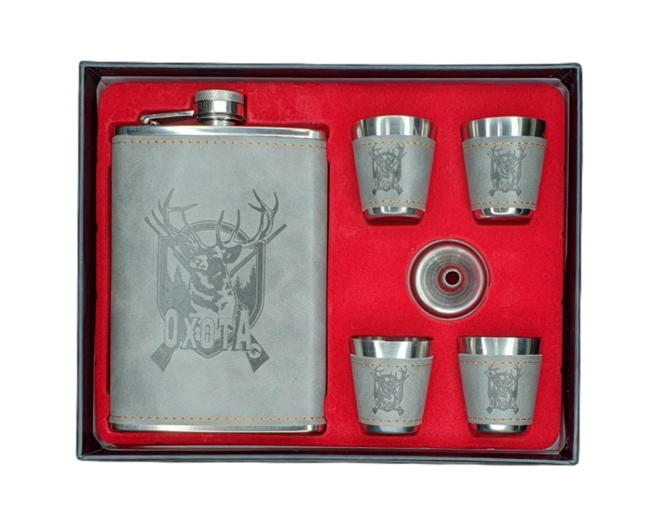 Whiskey bottle Wine Set Alcoholic Beverage Holder Wine Whiskey Drinks Bottle Flasks For Liquor Set Stainless Steel Flask Gift Set with 4 Pieces Shot Cups and Funnel