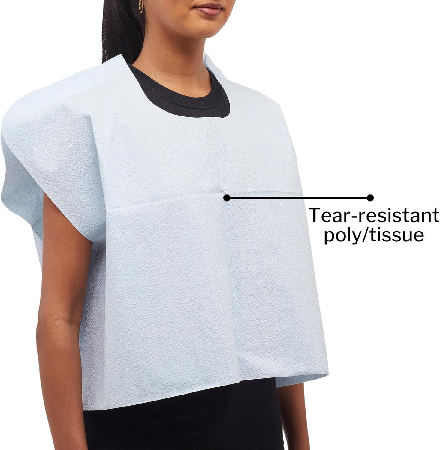 McKesson Exam Capes for Adults - Poly and Economy Tissue, Front or Back Opening, Unisex - Blue, One Size Fits Most, 21 in x 30 in, 100 Count