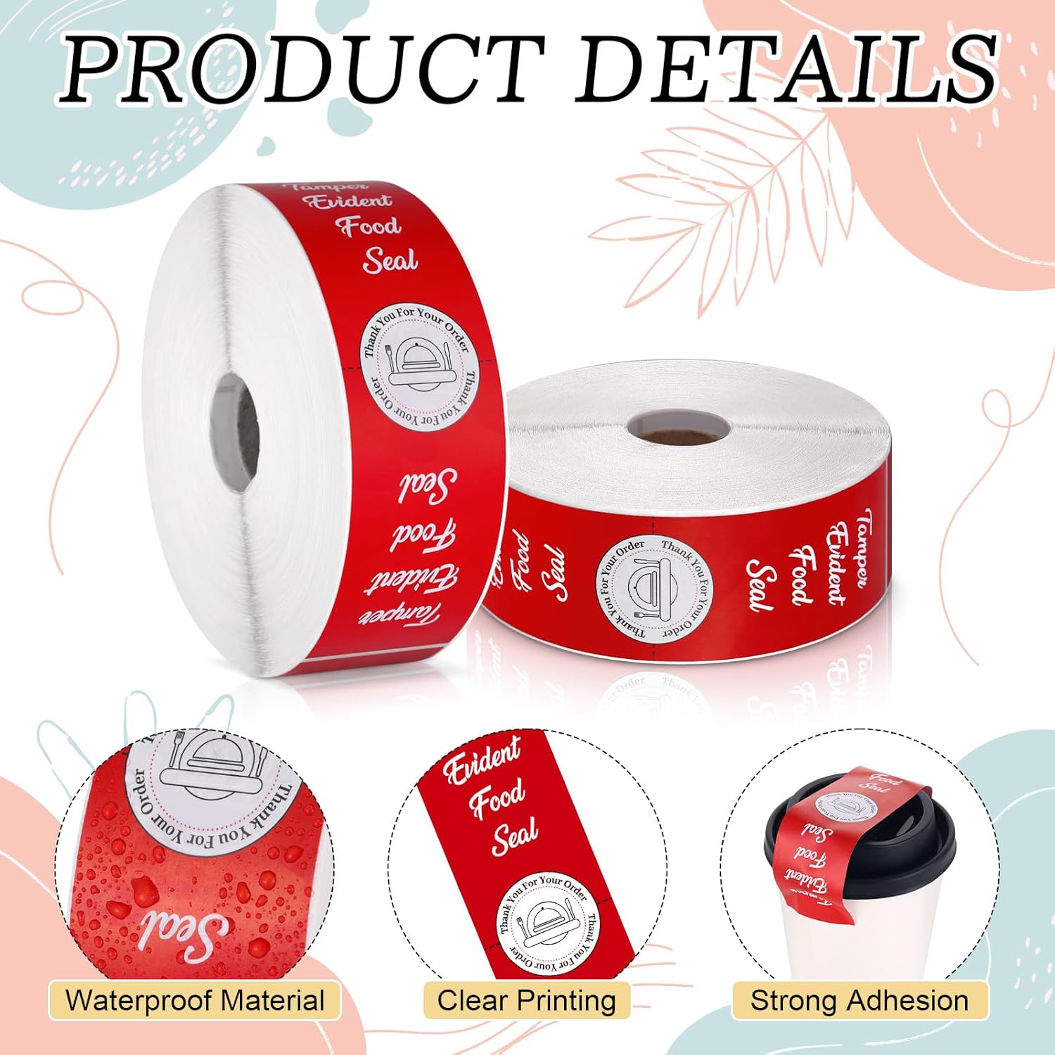1000 Pcs Tamper Proof Stickers 1.5 x 6 Inch Tamper Evident Tape Security Delivery Seals for Freshness Labels Drink Food Pizza Packaging