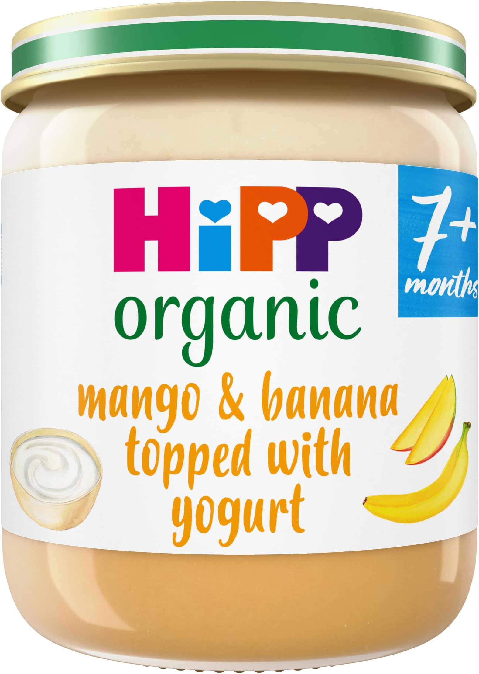 Organic Mango & Banana topped with Yogurt Baby Food Jar 7+ Months 160g (Pack of 6)