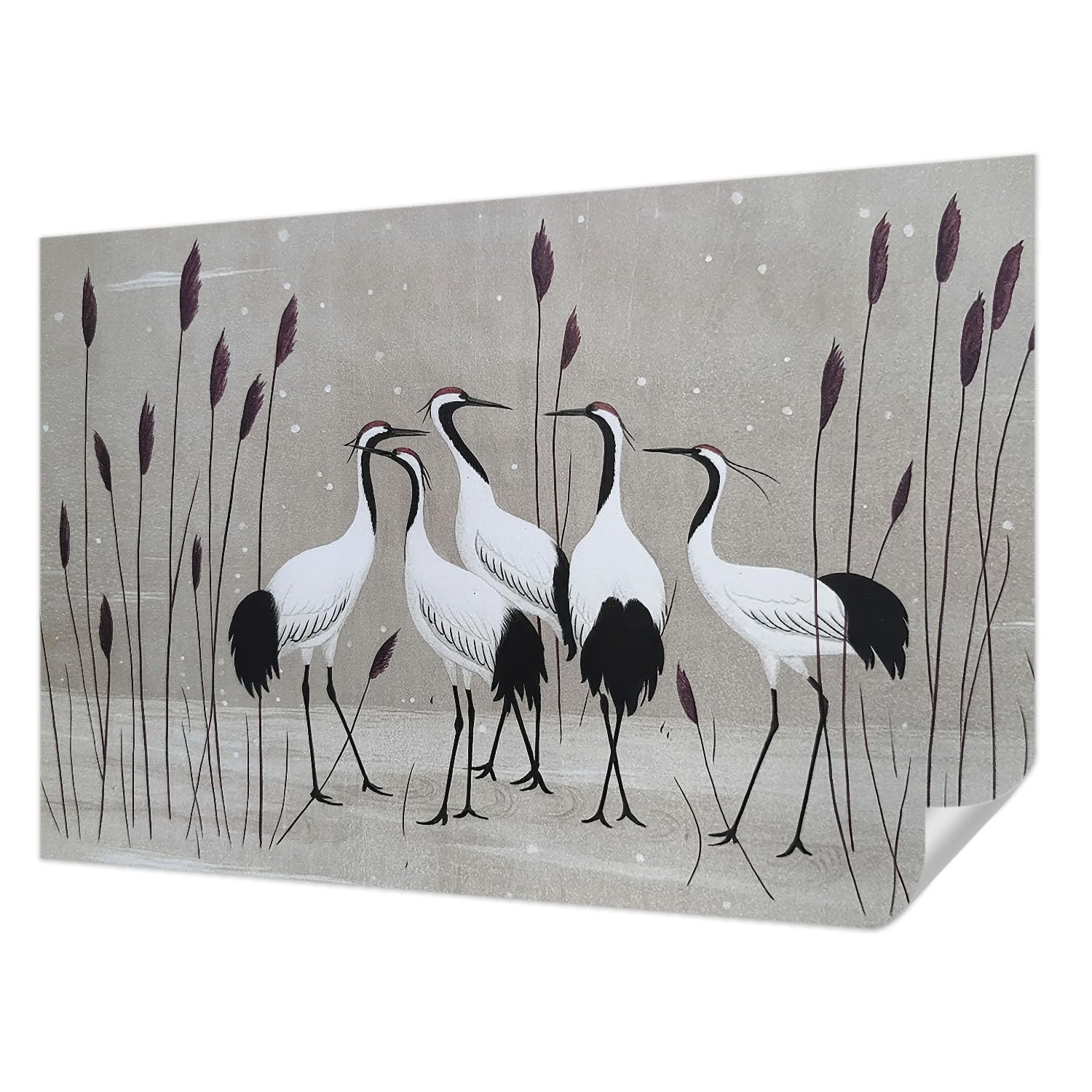 Papier peint autocollant haut de gamme motif grues décoration intérieure salon 104x70