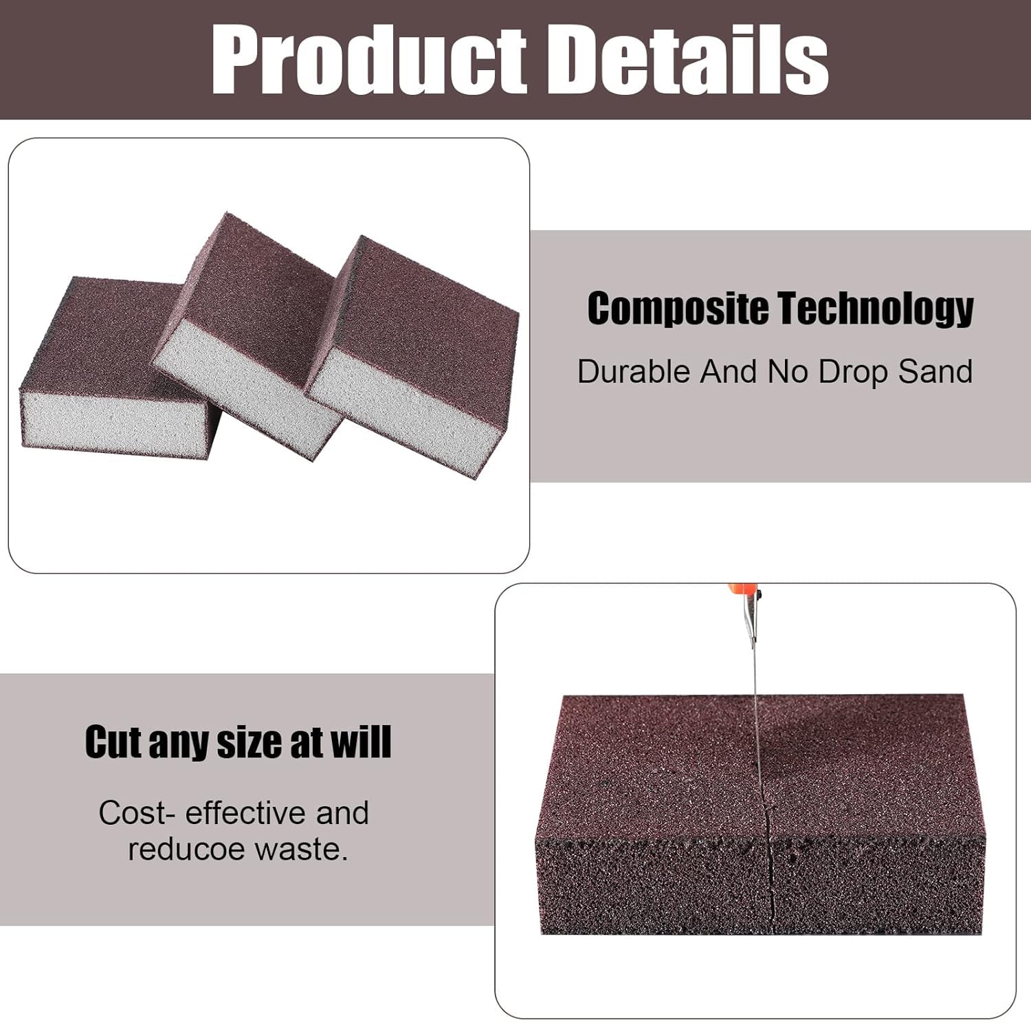 MVM Enterprise Sanding Sponge Block for Kitchen Use, Multipurpose Sand Paper Magic Scrub Sponge Deep Cleaner Eraser Kitchen Tool 4 pcs 4