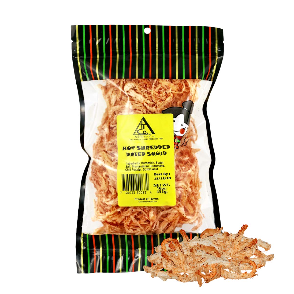 Spicy Hot Saki Ika Dried Cuttlefish Snack | Hawaiian Seafood Jerky | High-Protein, Low-Fat, Low-Calorie (16 oz.)