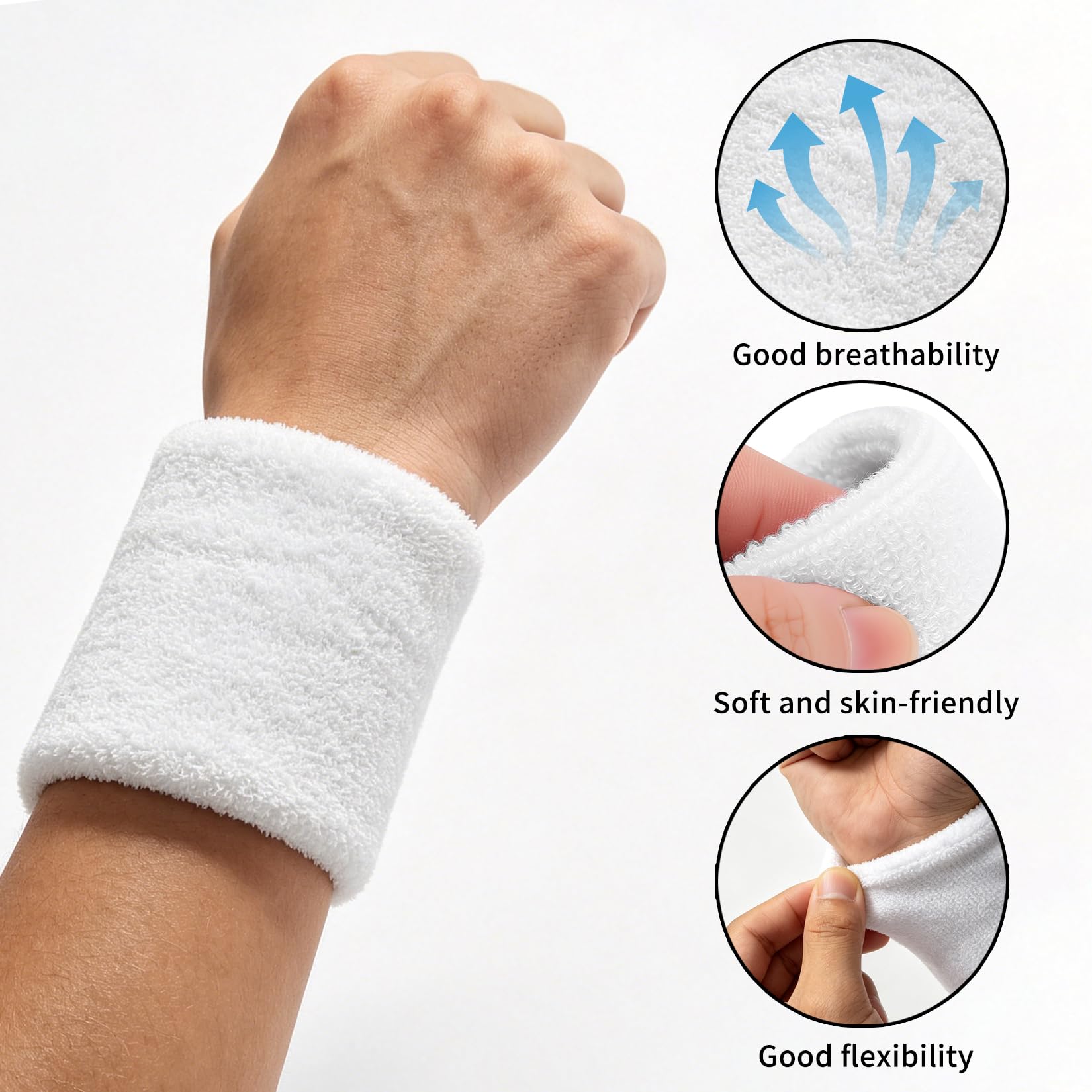 6 Pz Polsini Palestra Uomo Donna, Fascia Polso Antisudore, Fasce Elastiche per Sport, Fitness, Calcio e Tennis