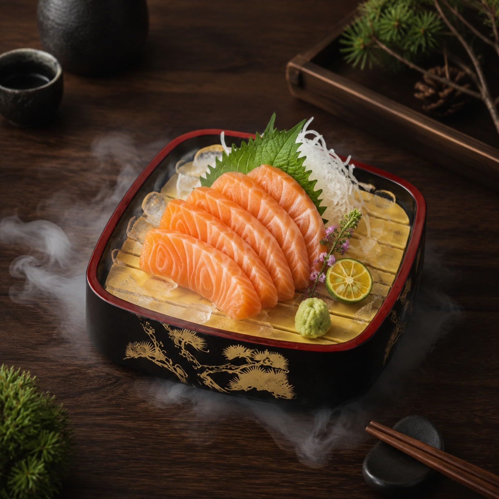 Plateau à Sashimi Égoir Carré Plateau à Sashimis Polyvalent Assite à Sashimi pr Froid, Pin Min