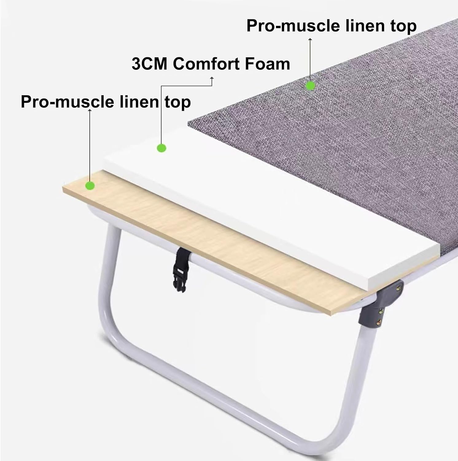 Portable Folding Bed for Adults - Twin Size Metal Bed with Universal Wheels, Multi-Functional Folding Cot for Home, Office & Outdoor Use (185x60x35cm)