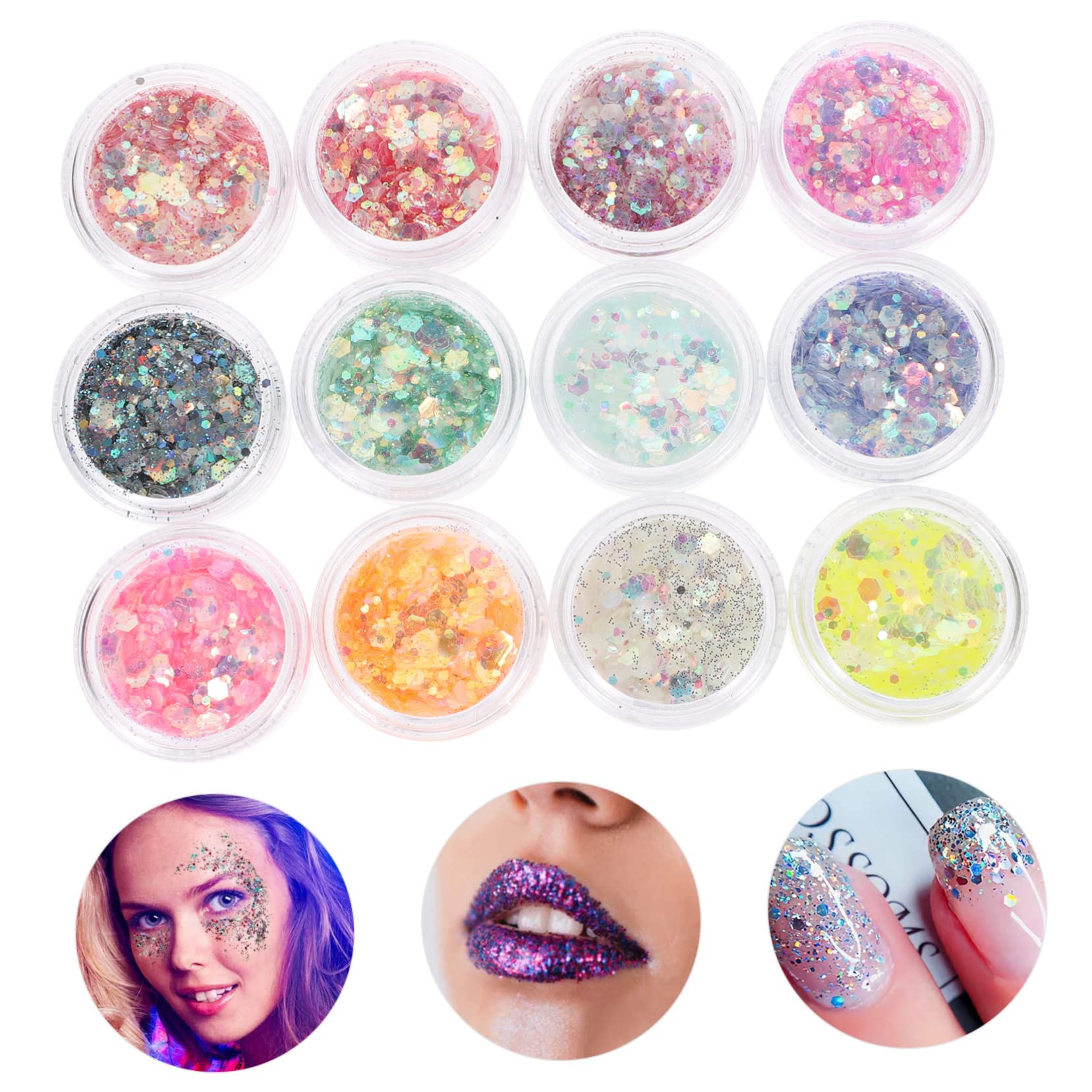 48 Scatole Scintillio Glitter Per Il Trucco Del Festival Gel Per Unghie Accessori Per Feste Glitter Per Il Trucco Del Viso Corpo