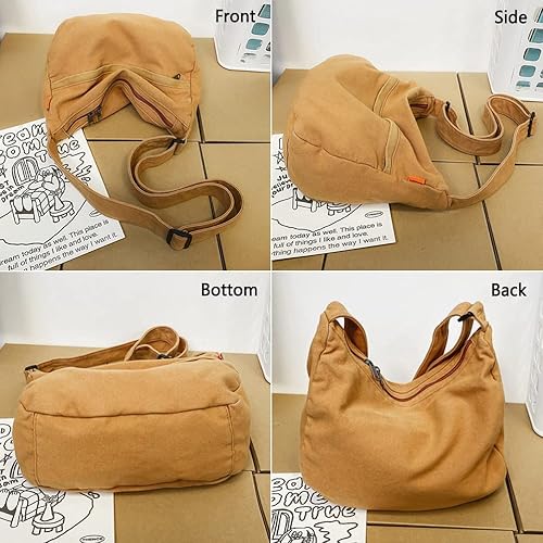 Miniatura 8 de Bolso de lona para mujeres y hombres, bolsos unisex para mujer, bolsos cruzados, bolso de hombro Hobo para adolescentes y niñas