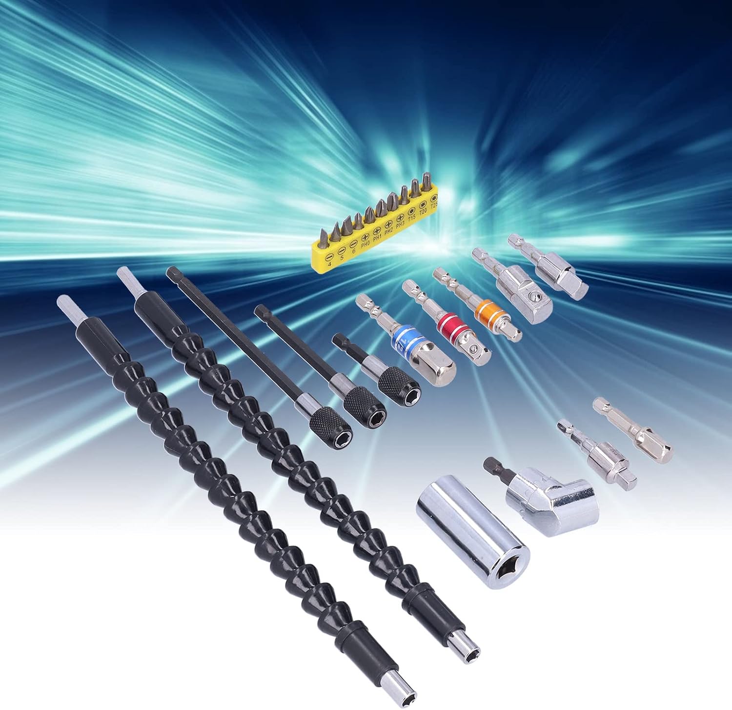 Drill Extension Flexible Stainless Steel Right Angle Bendable Drills Bit Extensions Proof for Small Space Screwdrivers Computer Cases Electrical Cabinets 10 Piece Set