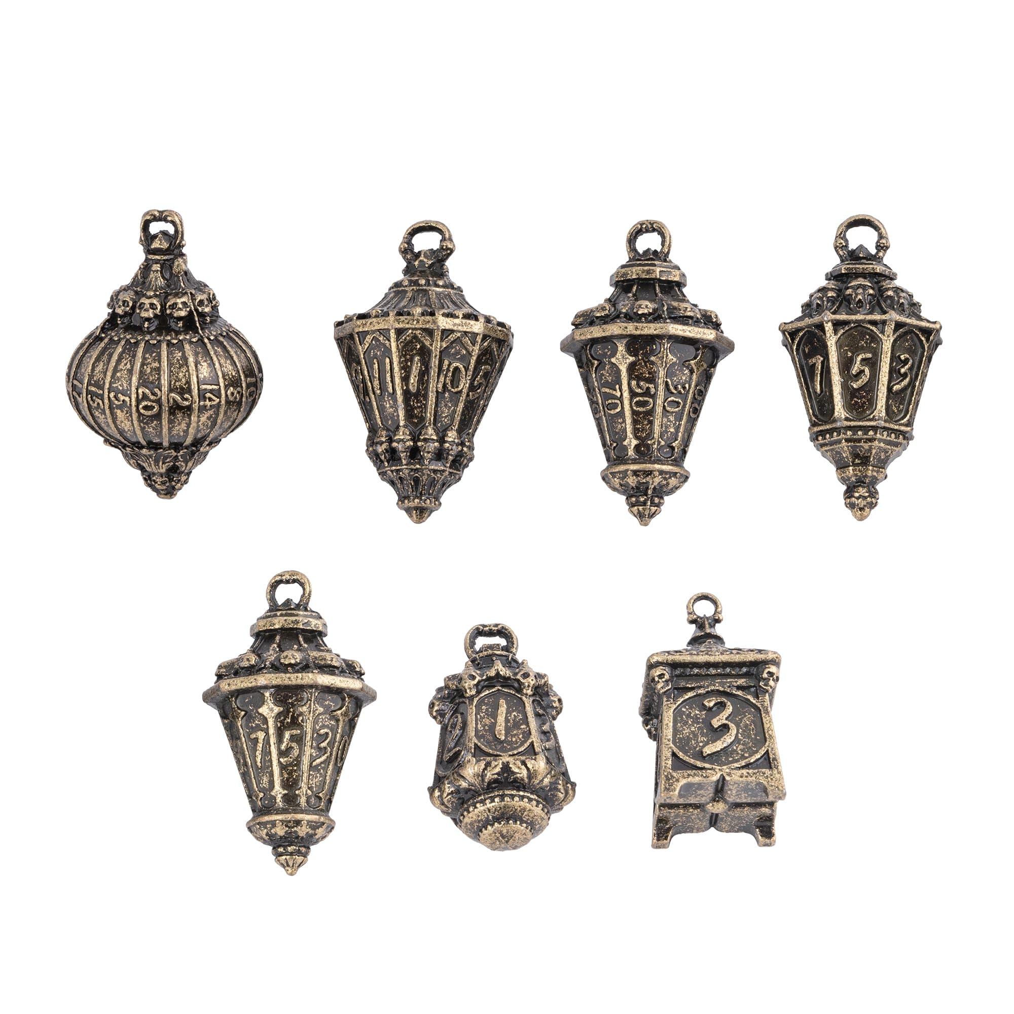 Cusdie 7-Piece Lantern Metal DND Dice Set, D&D Metal Dice, Polyhedral Dice Set, for Dungeons and Dragons Role Playing Game