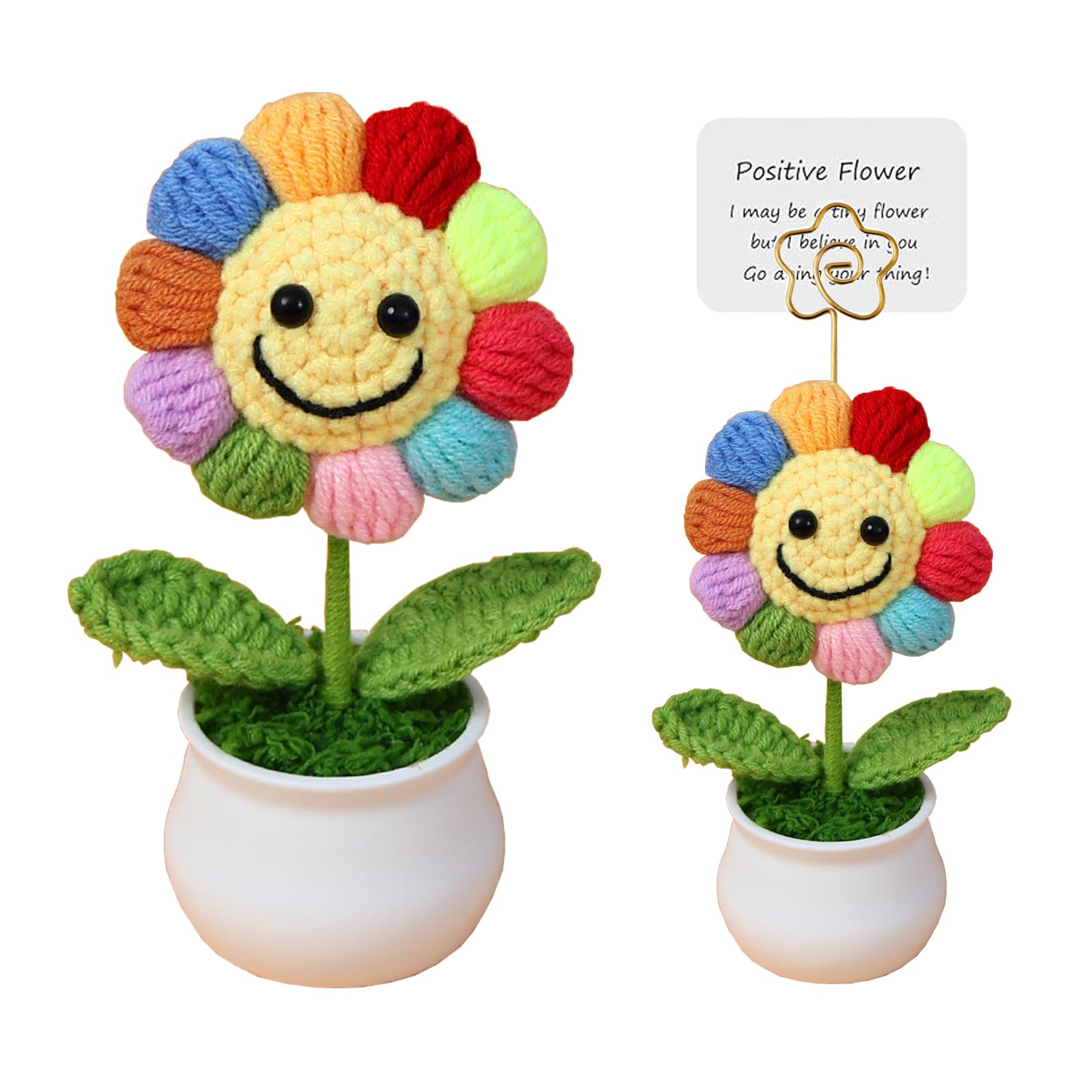 Poupée Tournesol Au Crochet - 100% Main - Cadeau Inspirant Pour Collègues, Amis - Décoration Bureau Ou Voiture