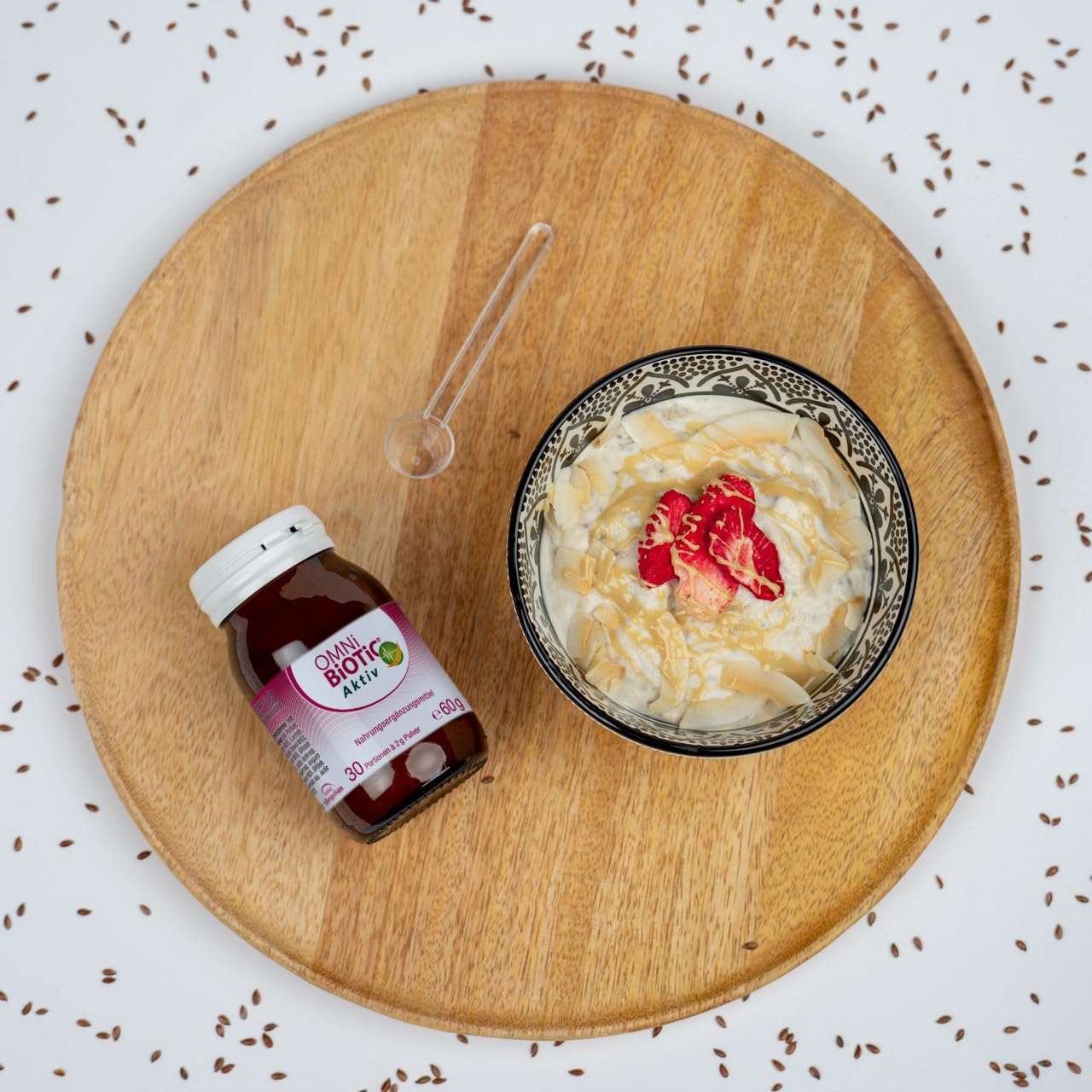 OMNi BiOTiC Aktiv | Für jeden Tag - in jedem Alter | 30 Portionen (60 g) | 11 Bakterienstämme | 10 Mrd. Keime pro Tagesdosis | Pulver | Vegan | Laktosefrei | Zur täglichen Anwendung
