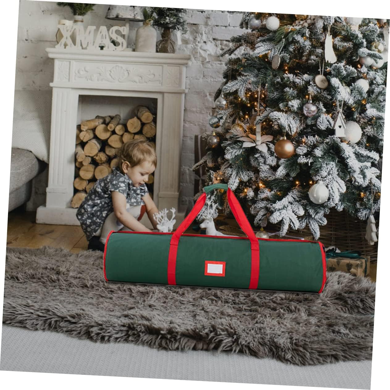 600d Oxford Cloth Wrapping Storage Bag Christmas Wrapping Paper Holder Corner Standing Storage Bag