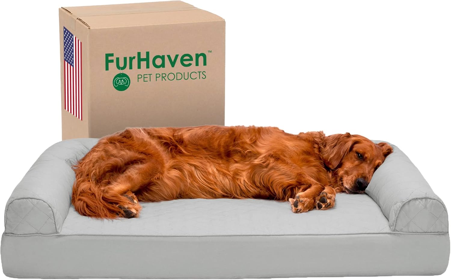 FurHaven Pet Dog Bed Orthopedic Quilted SofaStyle Couch Pet Bed for