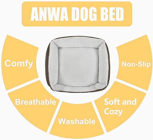 Vista 10 de ANWA - Cama para perro duradera, lavable a máquina, de tamaño mediano y cuadrada; cómoda cama para cachorros