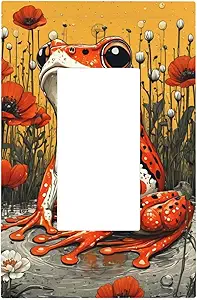 Decorative Outlet Covers Big Orange Frog Red Floral Wildflower 1 Gang Single Decora Gfci Device Light Switch Covers Plate 1 Rocker Wall Plate Jumbo Faceplate