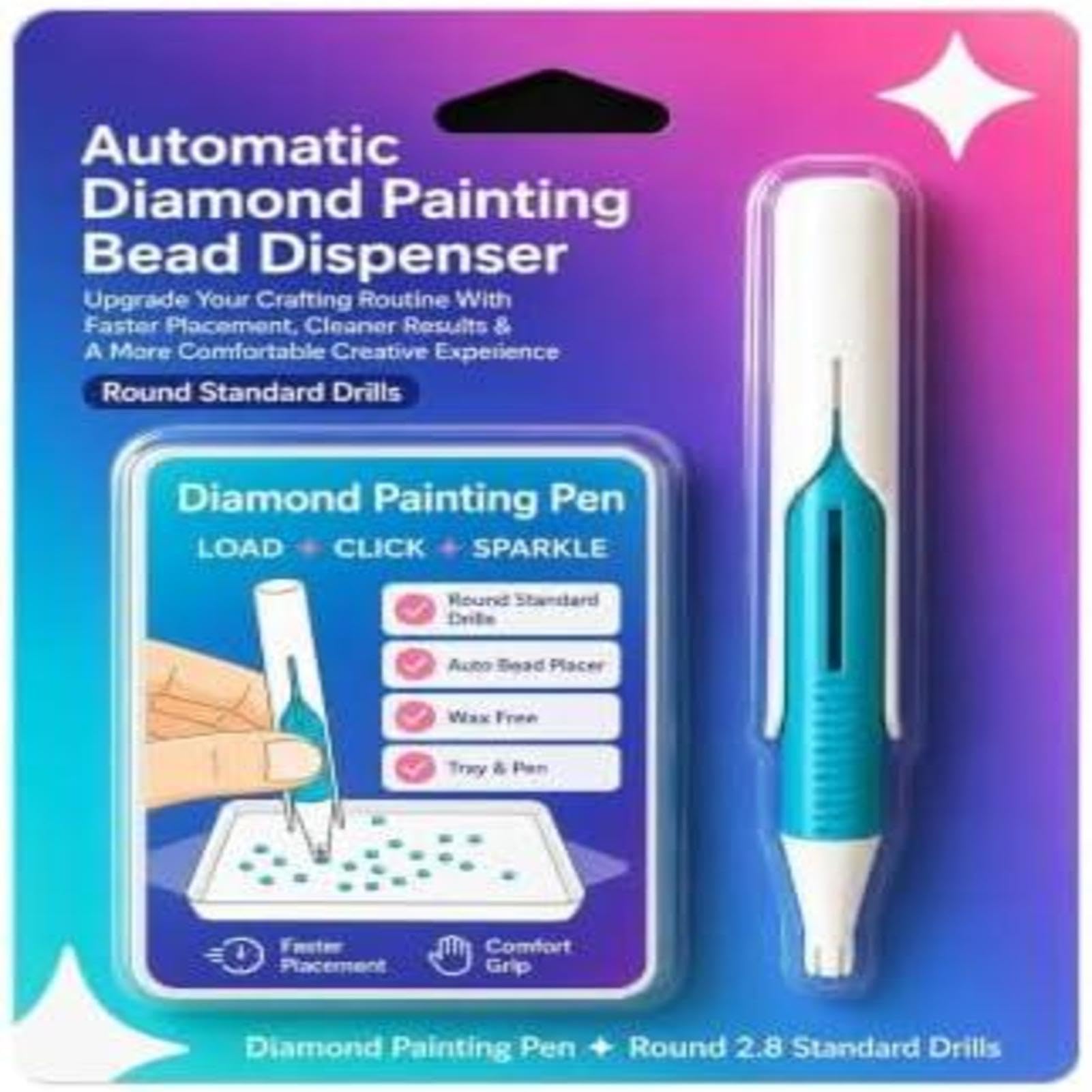 Automatic Diamond-Painting Bead Dispenser Pen, for 2.8mm Round Drills