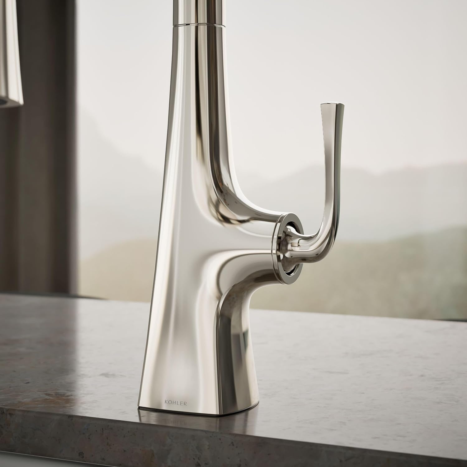 Kohler K-22063-SN Graze 1.5 GPM Pull Down Kitchen Sink Faucet with Three Function Spray, Vibrant Polished Nickel