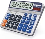 Desktop Calculator Extra Large 5-Inch LCD Display 12 Digit Big Number Accounting Calculator with Giant Response Button, Battery & Solar Powered, Perfect for Office Business Home Daily Use(OS-6815CA)
