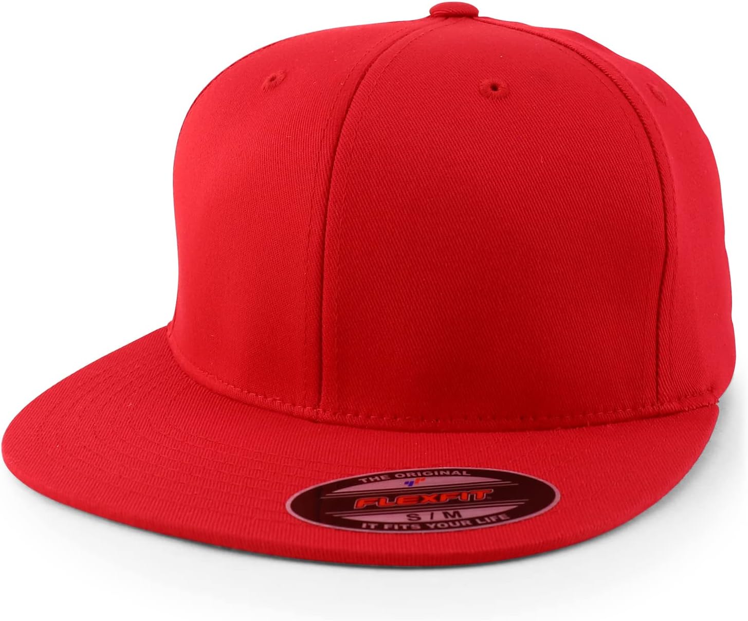 Trendy Apparel Shop 6 Panel Structured Blank Flatbill Fitted Closure Flexfit Cap