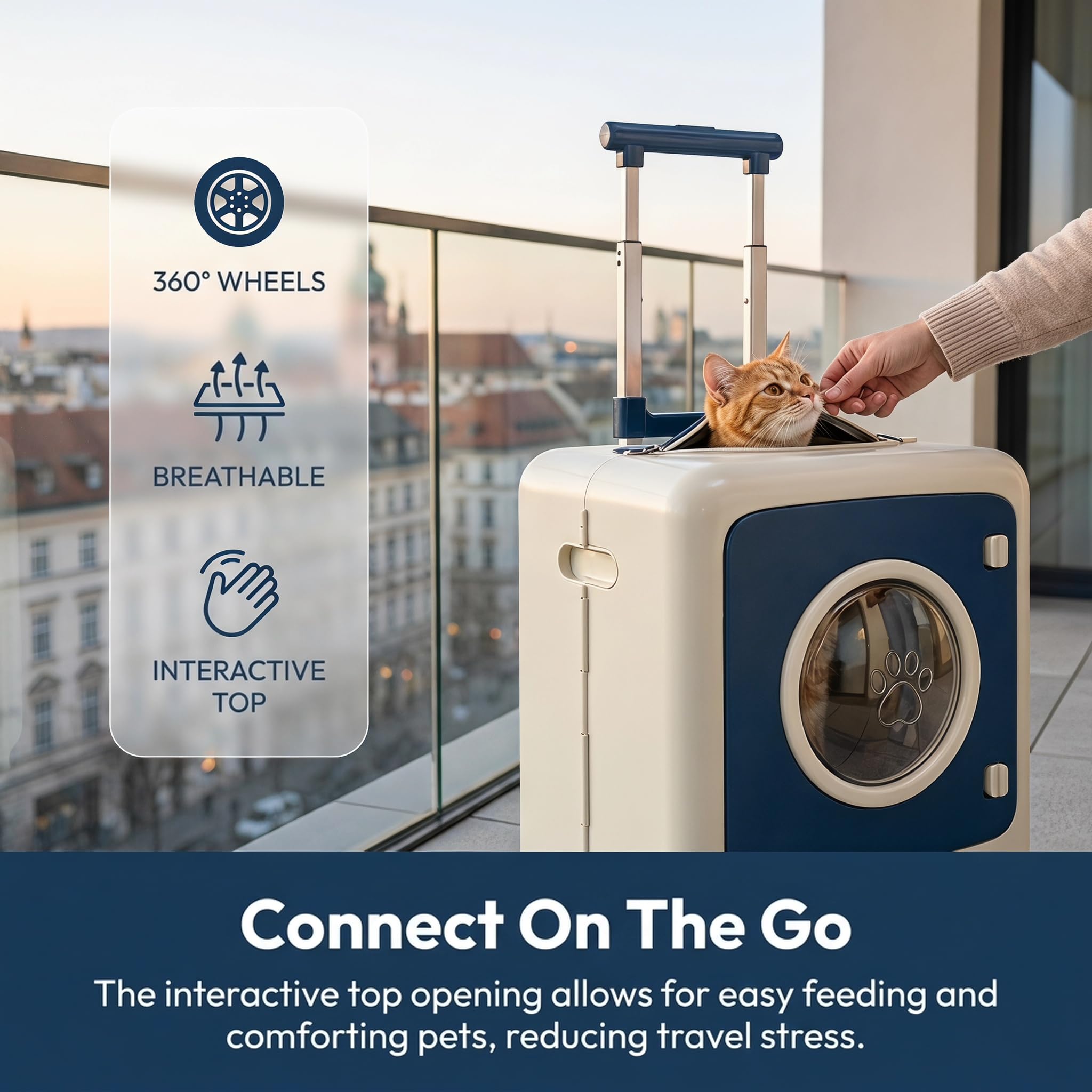 TransportíN Plegable para Mascotas con Ruedas Y Ventana PanoráMica (Coffee) | Mochila Transportadora Con Ruedas Para Perros Y Gatos, Con Carcasa RíGida Desmontable, Asa Ajustable En 3 Niveles Y Ruedas