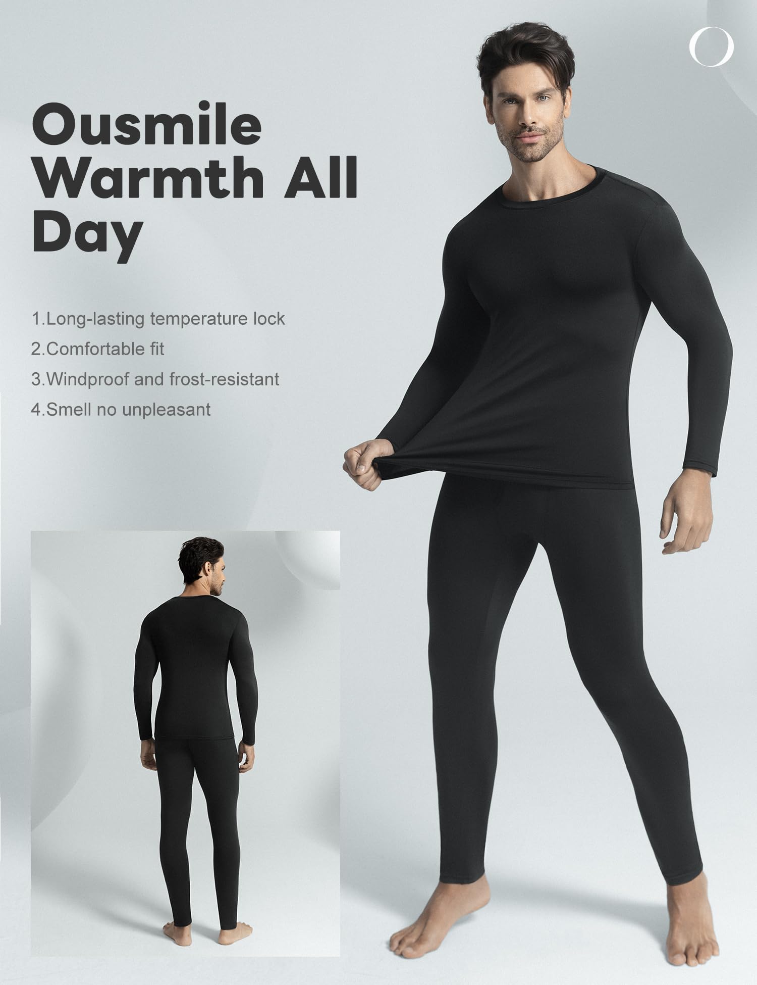 Thermal Underwear for Men Long Johns with Fleece Lined Base Layer Set for Cold Weather Top Bottom