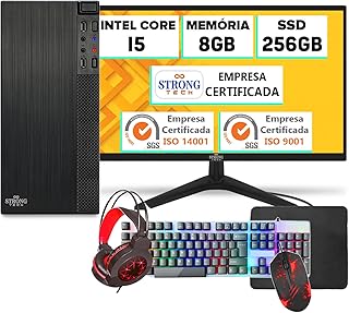 Computador Completo Kit Gamer Pc Intel Core i5 8GB SSD 256GB Monitor 17" Cpu Hdmi Strong Tech