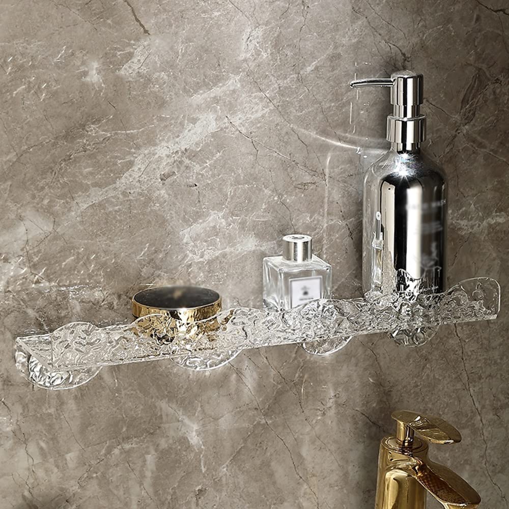 Estante Esquinero De Ducha Acrílico, Estante De Baño, Estantes Flotantes, Montaje En Pared Sin Perforaciones, Organizador Frontal De Cosméticos Y Champú, Estant(30 Cm)