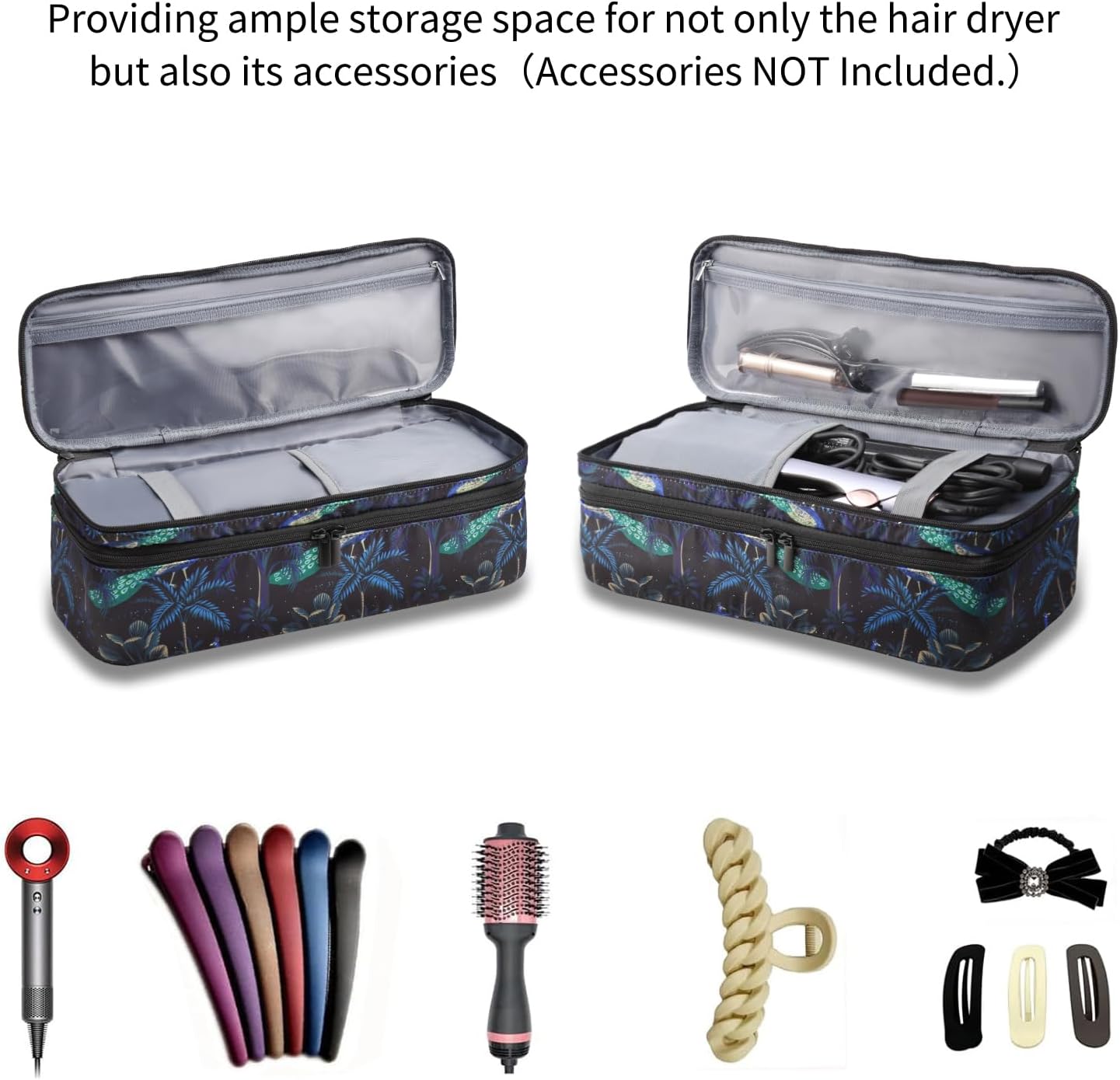 Double-Layer Travel Carrying Case Compatible with Revlon One-Step Hair Dryer Brush/Volumizer/Styler/Shark FlexStyle Attachment Portable Storage Organizer Bag Hair Tools Travel Bag (Bag Only) - Image 4