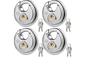 HOX Keyed Disc Freeze Proof Padlock, 4-Pack Weatherproof Outdoors Lock