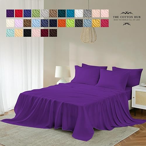 Miniatura 2 de Juego de sábanas de 6 piezas tamaño King, lujosas sábanas y fundas de almohada de algodón egipcio de 600 hilos, sábanas de cama, bolsillo profundo